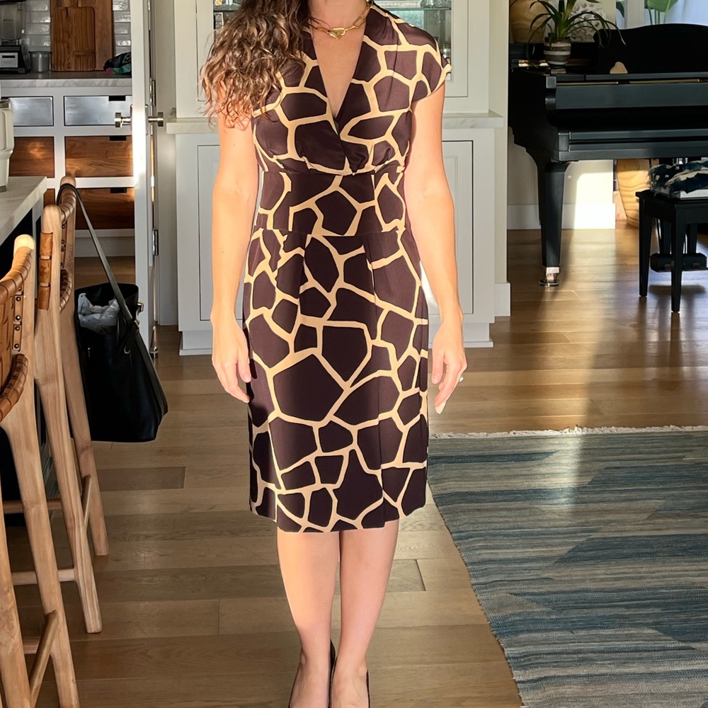 Escada Brown and Tan Giraffe Print Dress